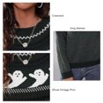 thumbnail image 4 of Suéter de fantasma de Halloween Suéter de punto de manga larga con cuello redondo y estampado de lunares de fantasma retro de Halloween para mujer Verde XXL, 4 of 6