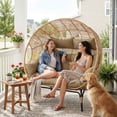 thumbnail image 3 of RADIATA Double Egg Chair Indoor Outdoor Stationary Oversized Thicken Padded Cushions,2 Person Egg Loveseat Chair,600 lbs Extra Large Lounge Chair for Patio Balcony Porch Backyard Brown, 3 of 8