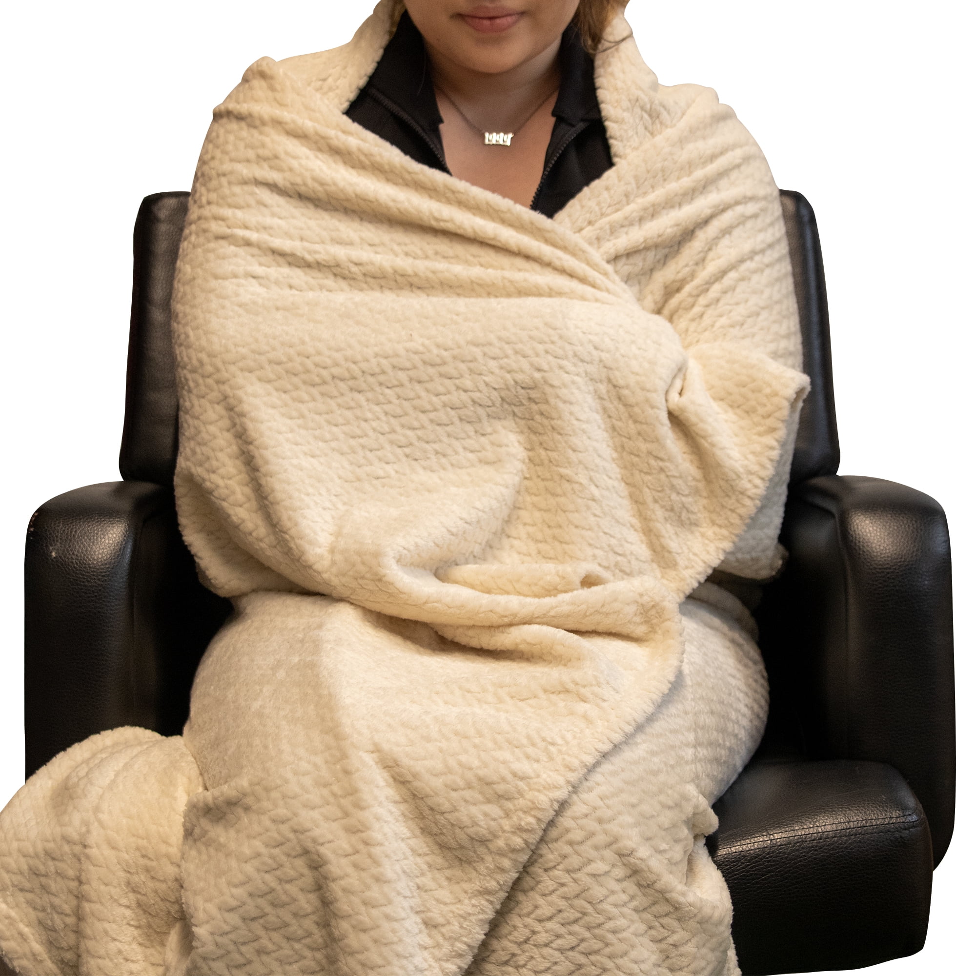24 pack Trail maker 60”L x 50”W Chenille 250 GSM Throw Blankets in Beige