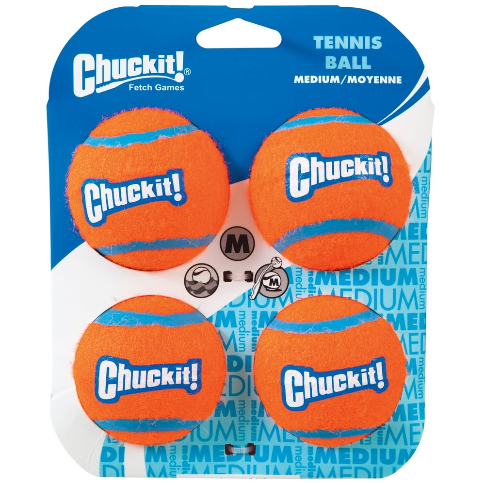 Chuckit! Durable Tennis Ball Dog Toy, Medium, 4 Count