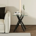 thumbnail image 3 of Glass End Table for Living Room, Holaki 17.72" Modern Square Side Table with Tempered Glass Top & Metal Legs, Small Glass Table for Bedroom Office, Black, 3 of 9