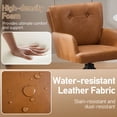 thumbnail image 4 of WUTUTUEE Dining Chair with Arms,Modern Upholstered Swivel Dining Room Chairs Comfy Accent Armchair with Mid Back, Desk Arm Chair for Kitchen/Living Room/Dining Room, Light Brown, 4 of 9