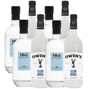 Nkd Distillery Gin 4 Pack Alternative Premium Non-Alcoholic Spirit 750 ML Bottles w 4 Pack Owen’s Mixers Club Soda 750 ML Bottles - Perfect for Mocktails - A