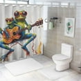 thumbnail image 7 of Pratyus Frog Glasses Guitar Shower Curtain Set with Hooks, Chic Modern Bathroom Decor, Cloth Fabric 100% Polyester Fiber 69x72, 7 of 7