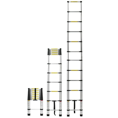 Grtxinshu 12.5Ft Aluminum Telescoping Ladder, Non-Slip Ladder Lightweight Multi-Purpose Retractable Folding Extension Step Loft/Attic Ladder, 330lbs Load