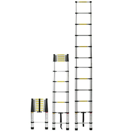 16.5Ft/12.5Ft/10.5ft Aluminum Telescoping Ladder, Non-Slip Folding Ladder with Foot pad Lightweight Multi-Use Retractable Extension Step Loft Ladder, 330lbs Load Capacity