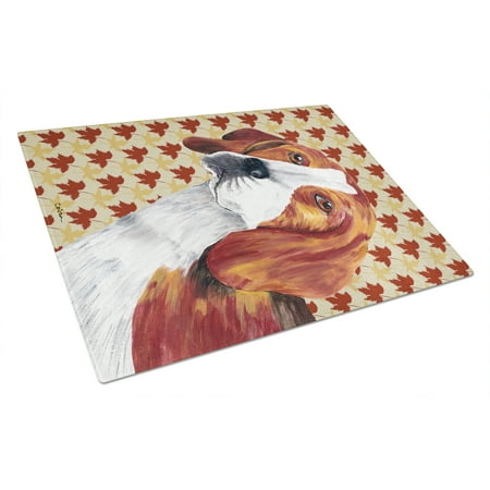 

Carolines Treasures SC9209LCB Beagle Fall Leaves Portrait Glass Cutting Board Large 12H x 16W multicolor