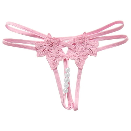Upioiwer Cotton Underwear For Women Bikini Underwear For Women Womens Floral Lace Thong Panties Low Waist No Show Bow T Back Adjustable Ladies Underwear Seamless Underwear For Women Panty For Women