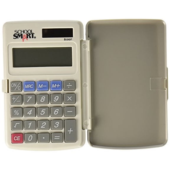 school smart 8-digit lcd dual power pocket calculator, 2-7/8 x 3/8 x 4-5/8 inches