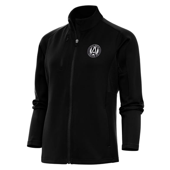 Women's Antigua Black Atlanta United FC Brushed Metallic Logo Generation Full-Zip Jacket