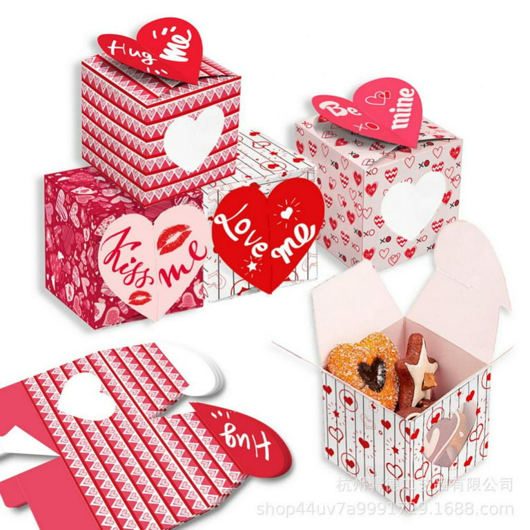 12 Pieces Valentines Boxes Small Valentines Cupcake Boxes with PVC Window  for Valentine's Day, Desserts, Biscuits, Cupcake, 3 Inch, Red, Pink, White,  Rose Pink 