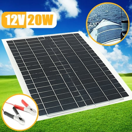 Elfeland 20W 12V Solar Panel Flexible Polycrystalline Waterproof Solar Cell Off Grid RV Boat