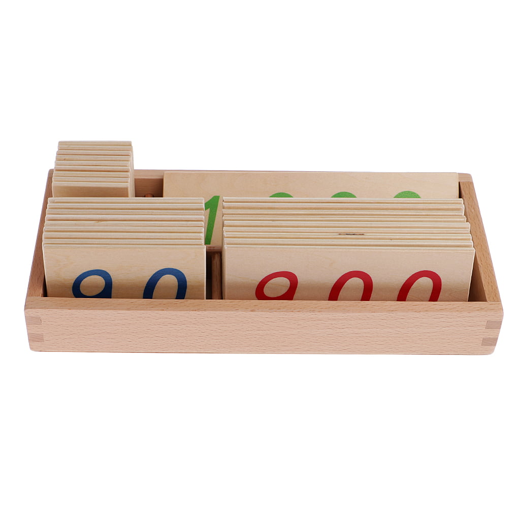 for kids Math Learning Montessori Small Wooden Number Cards with Box 1-1000 