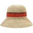 thumbnail image 4 of CoCopeaunts Women Beach Hat Straw Braided Stripe Fisherman Hat Summer Sun Protection Foldable Roll up Floppy Trendy Bucket Cap, 4 of 8