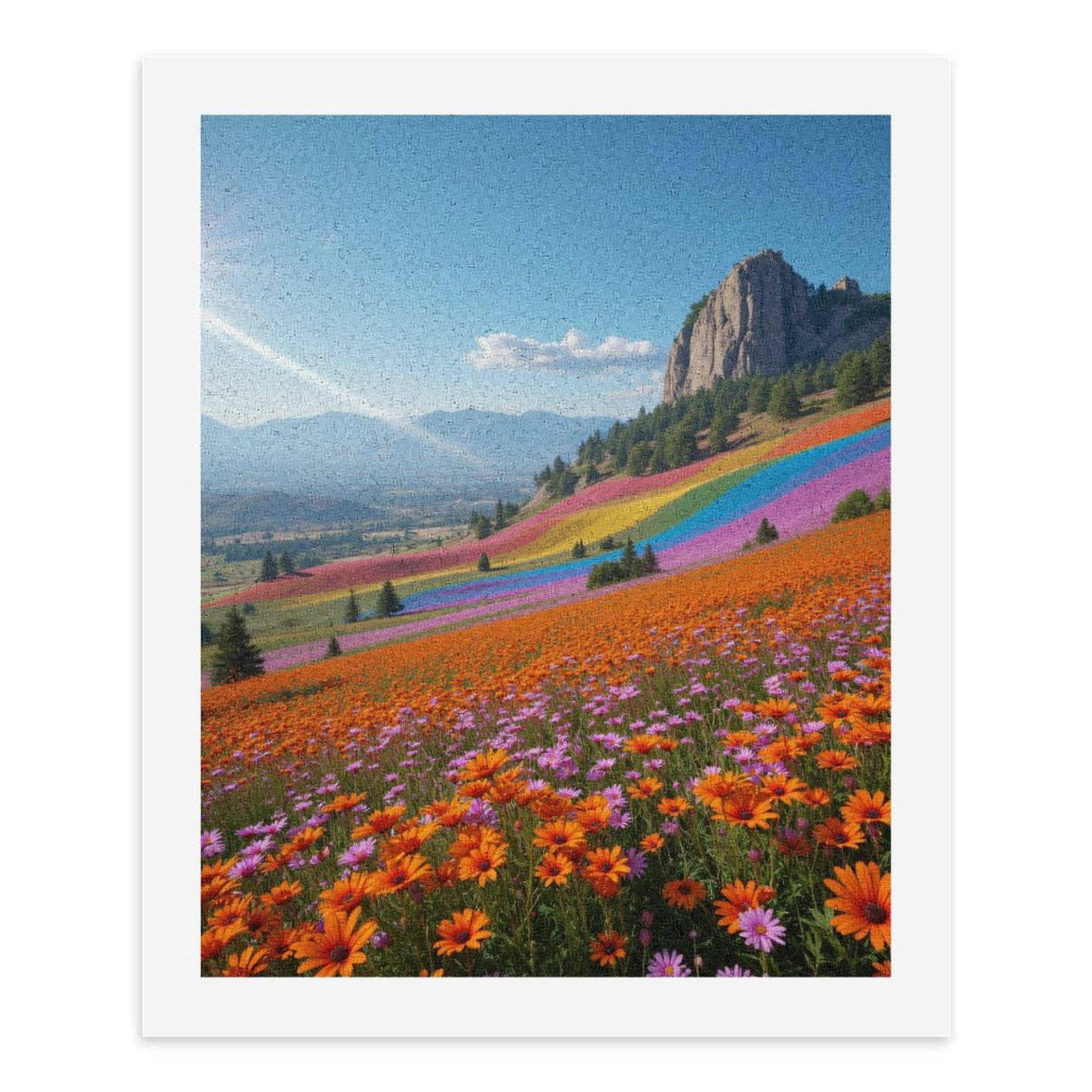 Paint By Numbers Kit for Adults Beginner - Radiant Colorful Flower Hillscape DIY Canvas Painting Kits for Adults, Frameless Paint By Number for Adults for Home Wall Decor 16x20 Inch