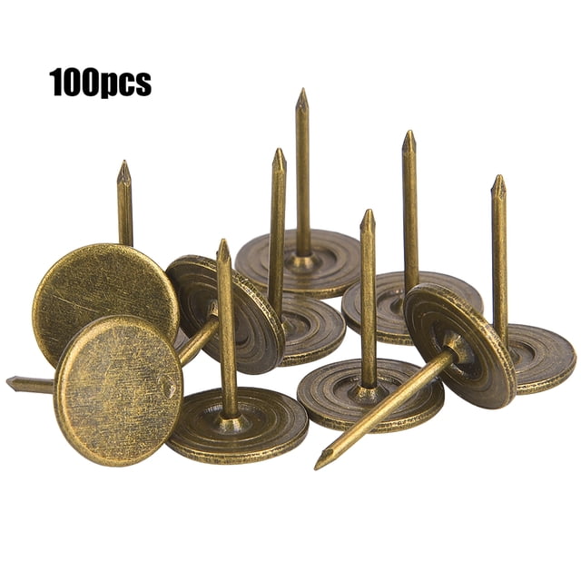 M Buder Clavos de Tapicería Decorativos Bronce Cian Cabeza Plana Redonda 14 mm / 0.55 inches 100 Piezas