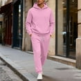 thumbnail image 2 of Dwelliawo Sweatsuits for Men 2 Piece Heavyweight Solid Color Casual Hoodie Joggers Sport Pants Set Fleece Fall Suits with Pockets Pink 2XL, 2 of 6