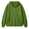thumbnail image 4 of CHGBMOK Half Zip Hoodies for Women Long Sleeve Drop Shoulder Sweatshirt Loose Casual Pullover with Pocket, 4 of 6