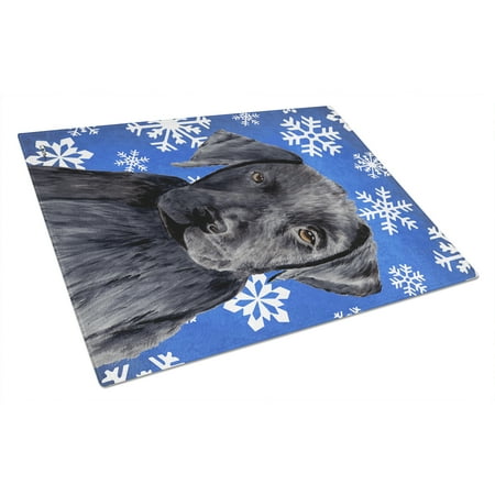 

Caroline s Treasures SC9364LCB Labrador Winter Snowflakes Holiday Glass Cutting Board Large 12H x 16W multicolor