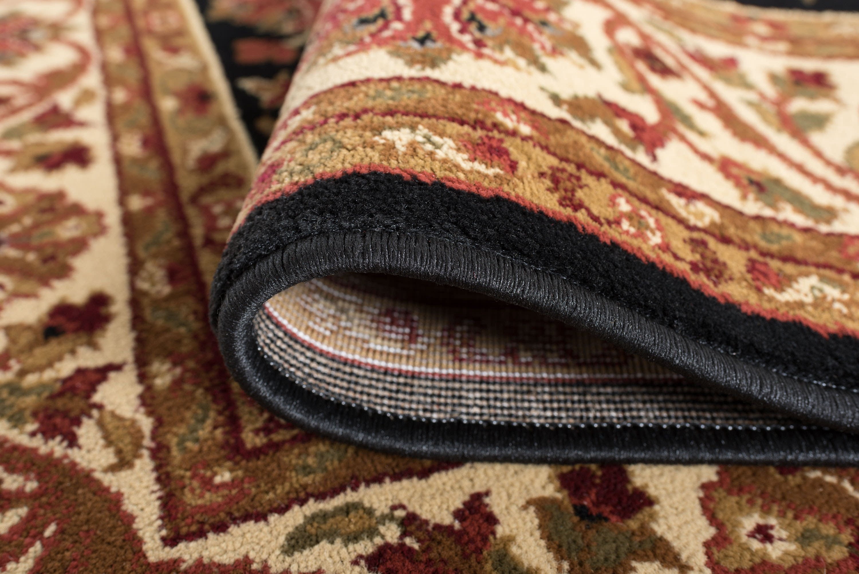 Traditional 2x3 Area Rug (2' x 3') Border Black, Beige Indoor Scatter Easy to Clean
