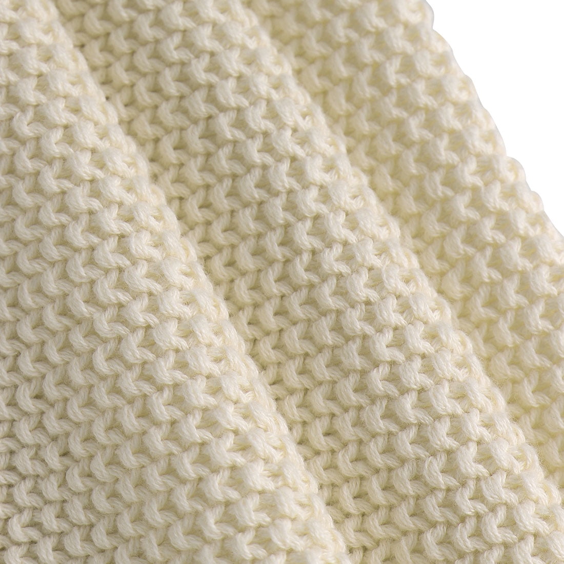 Unique Bargains 100% Cotton Knit Throw Blanket for Bed Sofa, Beige, Standard Throw