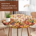 thumbnail image 4 of Plaid Pumpkins Fall Round Tablecloth, Fitted Table Cover with Elastic for 45"-54" Round Tables, Harvest Thanksgiving Botanical Leaves Table Cloth Outdoor Indoor Dinning Party Waterproof Tablecloths, 4 of 7