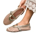 thumbnail image 5 of HTHLVMD Lightweight Slip‑On Flats, Pointed Toe Mesh Mary Jane Flats, Mesh Ballet Flats for Women Buckle Strap Comfy Casual Office Fishnet Ballerina Flat Shoes, Gold 7, 5 of 5