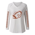 thumbnail image 3 of Holzkary Football Sweatshirts for Women Game Day Heart Football Graphic Hoodies Pullover Crew Neck Long Sleeve Mom Shirts Rugby Sportswear with Distinctive Print Top Rugby Heart Print T Shirt White Xl, 3 of 5