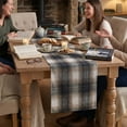 thumbnail image 4 of Sm:)e Dark Blue Brown Farmhouse Plaid Table Runner 13x90 Inch, Winter Rustic Holiday Check Kitchen Dining Table Decor, 4 of 8