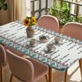 thumbnail image 3 of Teal Black Boho Table Cloths for 5 Foot Rectangle Tables, Vintage Ethnic Tribe Abstract Art Retro Patio Waterproof Elastic Fitted Tablecloths, Washable Rectangular Table Cover for Camping, 3 of 8