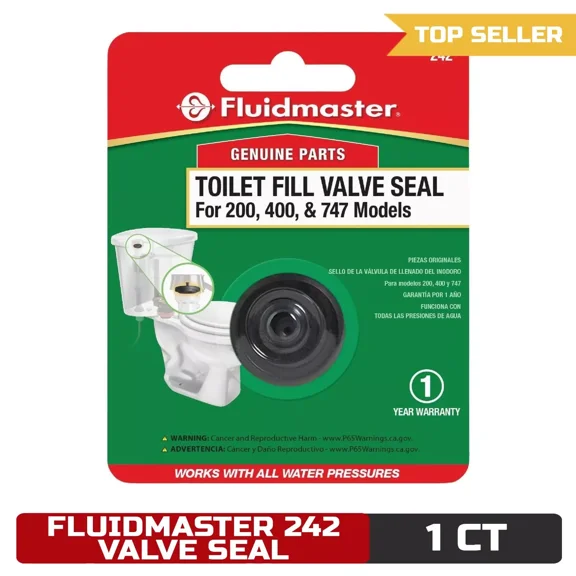 Fluidmaster 242 Toilet Fill Valve Seal Replacement For 400A Valve, Black
