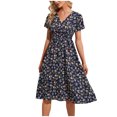 thumbnail image 2 of SMihono Robe d'Été pour Femmes Grande Taille Mode Femmes Robe d'Été Décontractée Imprimée Col en V Manches Courtes Robe Ample, 2 of 7
