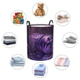 thumbnail image 4 of Daiia Purple Hippo In Water Round Laundry Basket with Handles Thickened Waterproof Circular hamper,Dirty Clothes Storage Basket for Bedroom,Bathroom,College Dorm-Small, 4 of 6