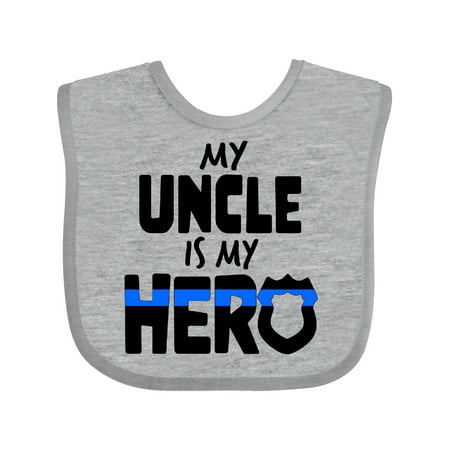 Inktastic My Uncle is My Hero Police Officer Family Boys or Girls Baby Bib