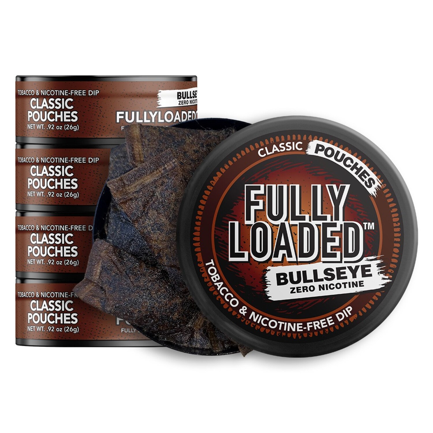 Fully Loaded Chew Tobacco and Nicotine Free Classic Bullseye Pouches