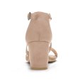 thumbnail image 2 of BLISSFUL STEP Women's Open Toe Cross Strap Mid Block Heel Sandals Nude 6, 2 of 7