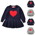 thumbnail image 4 of Odeerbi Infant Girls Spring Fall Sweater Dress Cute Valentine's Day Cotton Knit Dresses Fashion Heart Printed Round Neck Long Sleeve Pleated Dress Infant Girls Clothes, 4 of 7