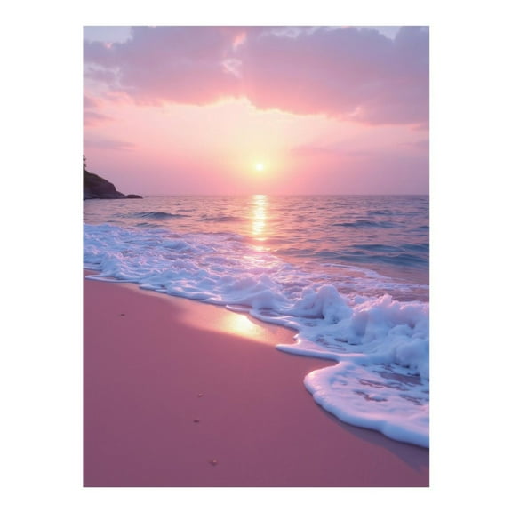 Diamond Art Kit for Adults, Pink Sunset Beach Tranquility Diamond Painting for Adults Beginners, DIY Diamond Art Painting Kits, 5D Diamond Painting Crafts for Home Decor 12x16 Frameless