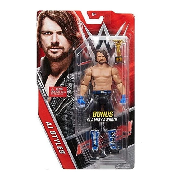 Mattel WWE AJ Styles Action Figure Series #68B Wrestling Collectible with Slammy Award 1-Pack 7-Inch