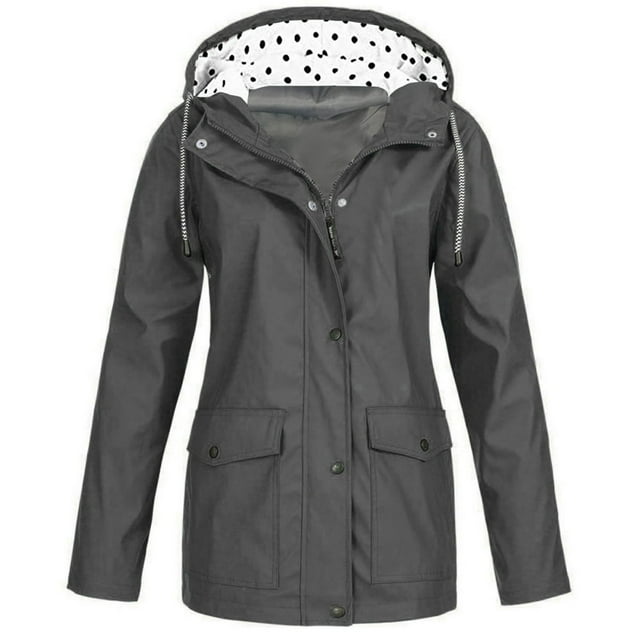 Girls Rain Jacket PURCOLT Solid Rain Jacket Outdoor Plus Size Hooded Raincoat Windproof Up to 65% off
