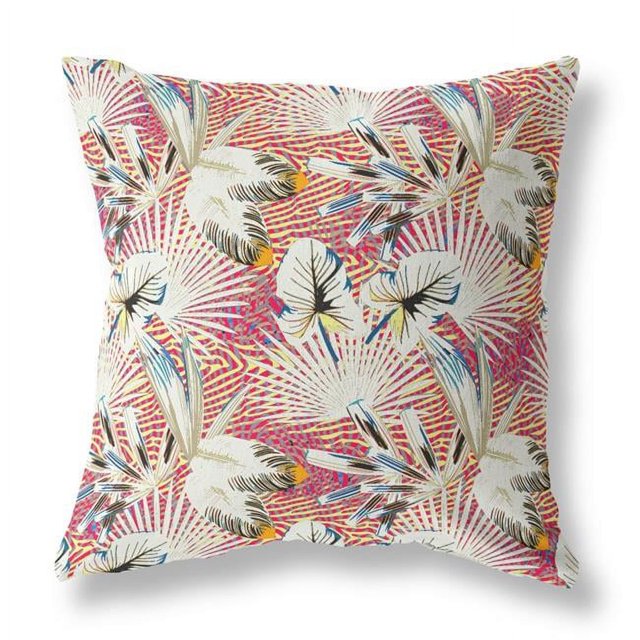 HomeRoots 414148 26 Pouces Tropical Intérieur & Extérieur Coussin & 44; Blanc & 44; Jaune & Rouge