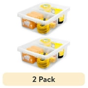 (2 pack) The Home Edit, 37 Quart Clear Storage Bin, Latched Storage Container with Divider