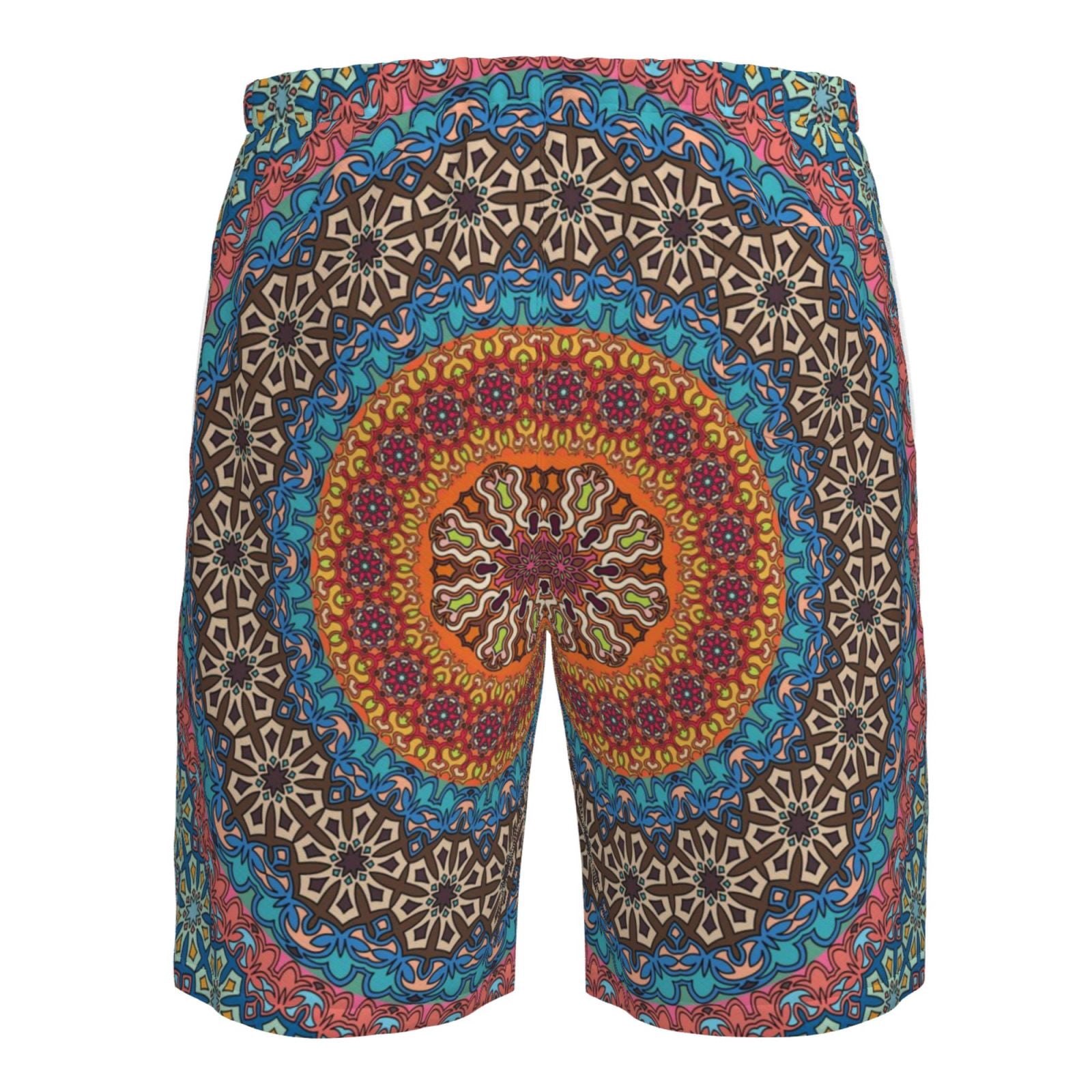 Naloa Mandala Men's Beach Shorts, Surfing shorts, Swim trunks, Quick Dry Swim Trunks for Surfing Beach Fun - Large