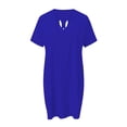 thumbnail image 4 of Vestido holgado de manga corta y cuello en V para mujer, de color liso, estilo informal, versátil, tallas S-XL, tejido transpirable para primavera/verano, 4 of 4