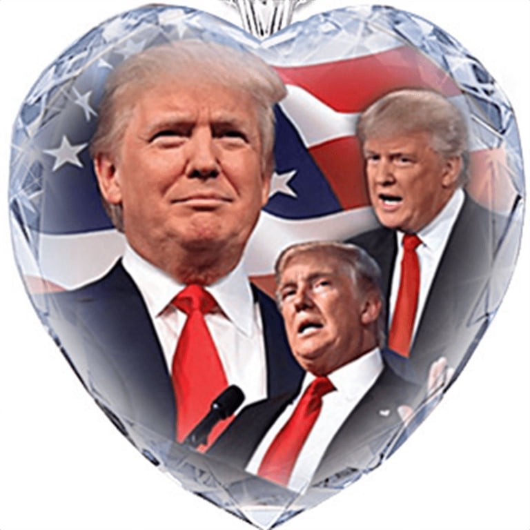 Pres. Trump Heart-Shaped Clear Acrylic Three Images of Donald