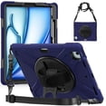 thumbnail image 1 of Funda para iPad Air 11 2024 / Air 11 2025, Silicona Anti-caída + Capa Protectora de PC con Asa, Correa para el Hombro, Funda Protectora Resistente a Golpes y Tres Pruebas para Tablet, Azul Marino, 1 of 6