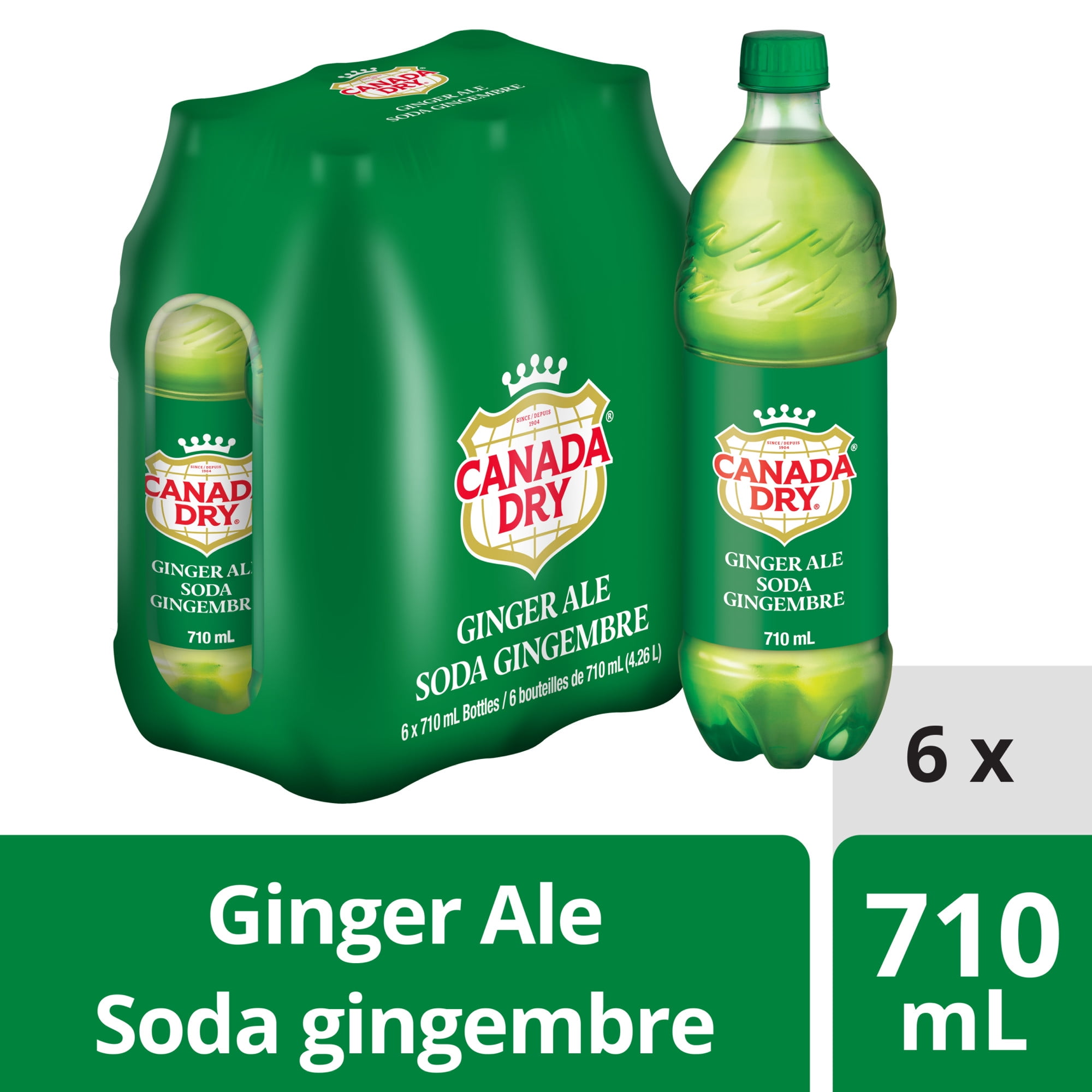 Canada Dry® Ginger Ale 710 mL Bottles, 6 Pack