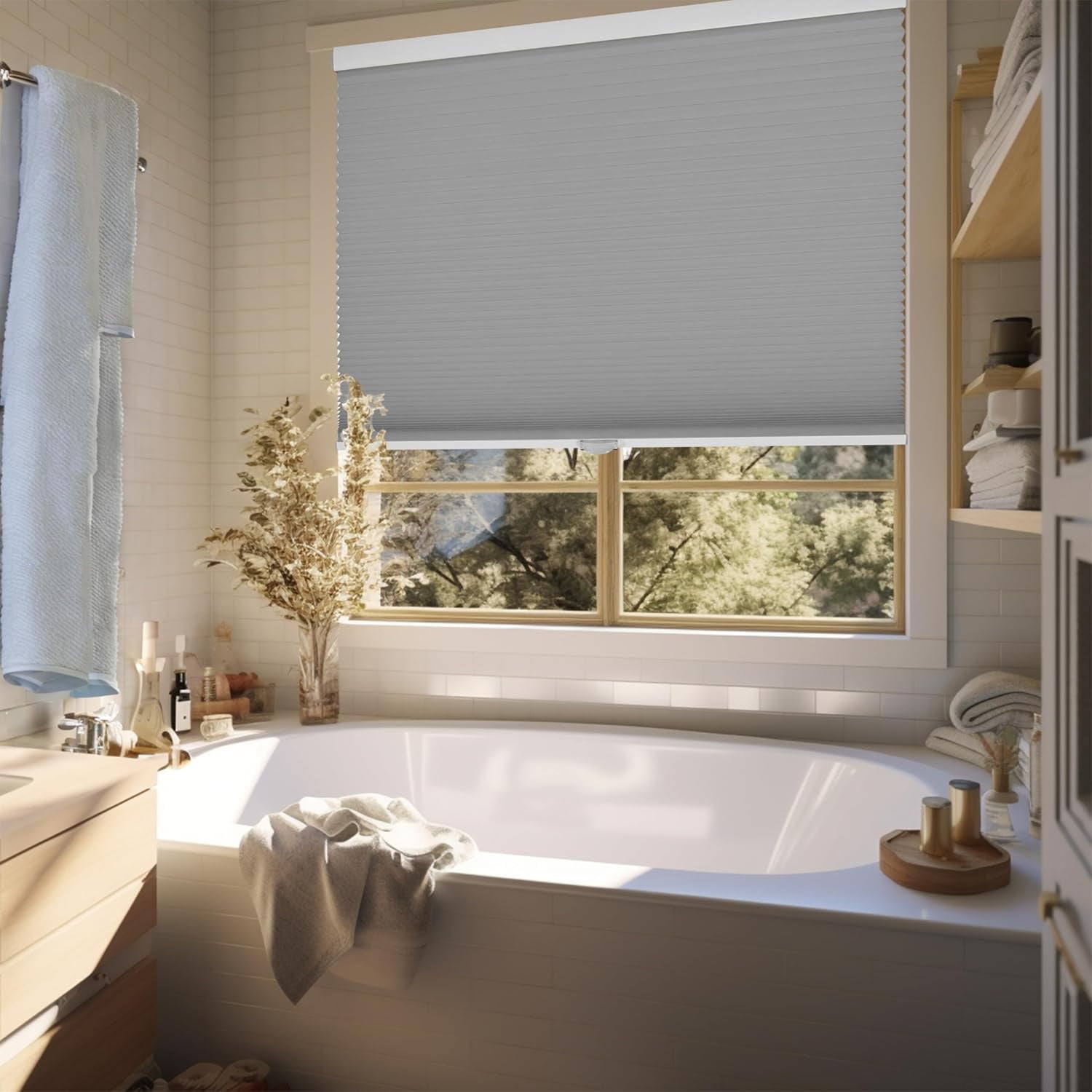 Chicology Grey Cordless Blackout Cellular Shades 60.5 in. W x 48 in. L