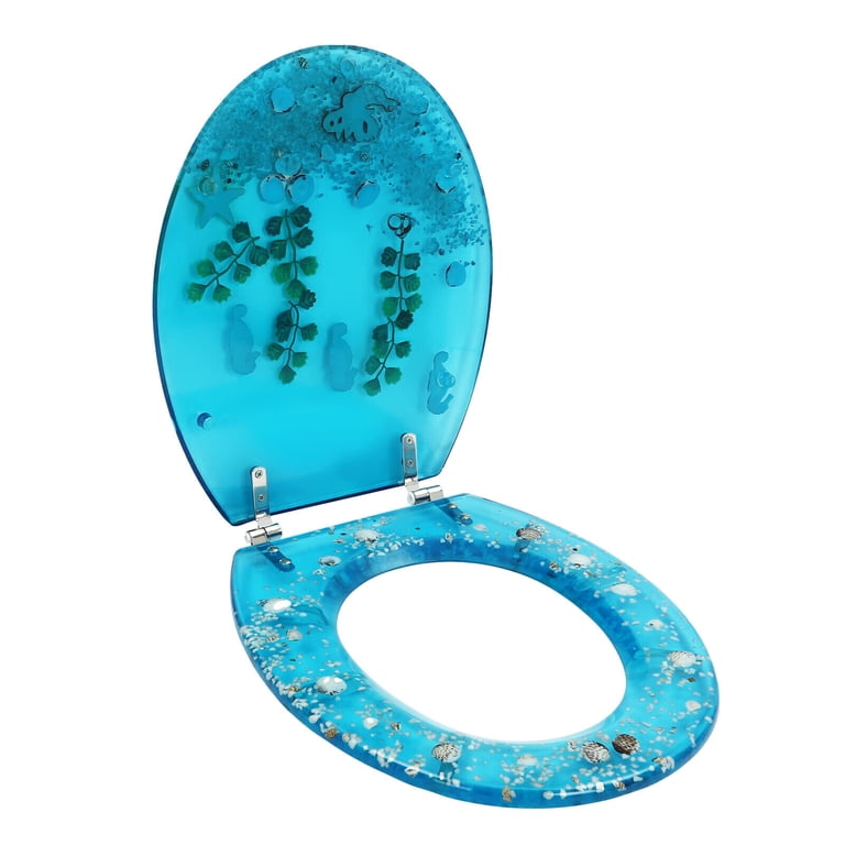 fish lure resin toilet seat soft close toilet seat 16.5'' Deep Ocean Clear Toilet Seat Cover, Toilet Seat Oval Elongated Toilet Seat Slow Close, Seashell Toilet seat, Easy to Clean & Install DANIELS STANDARD ROUND BLUE AQUARIUM