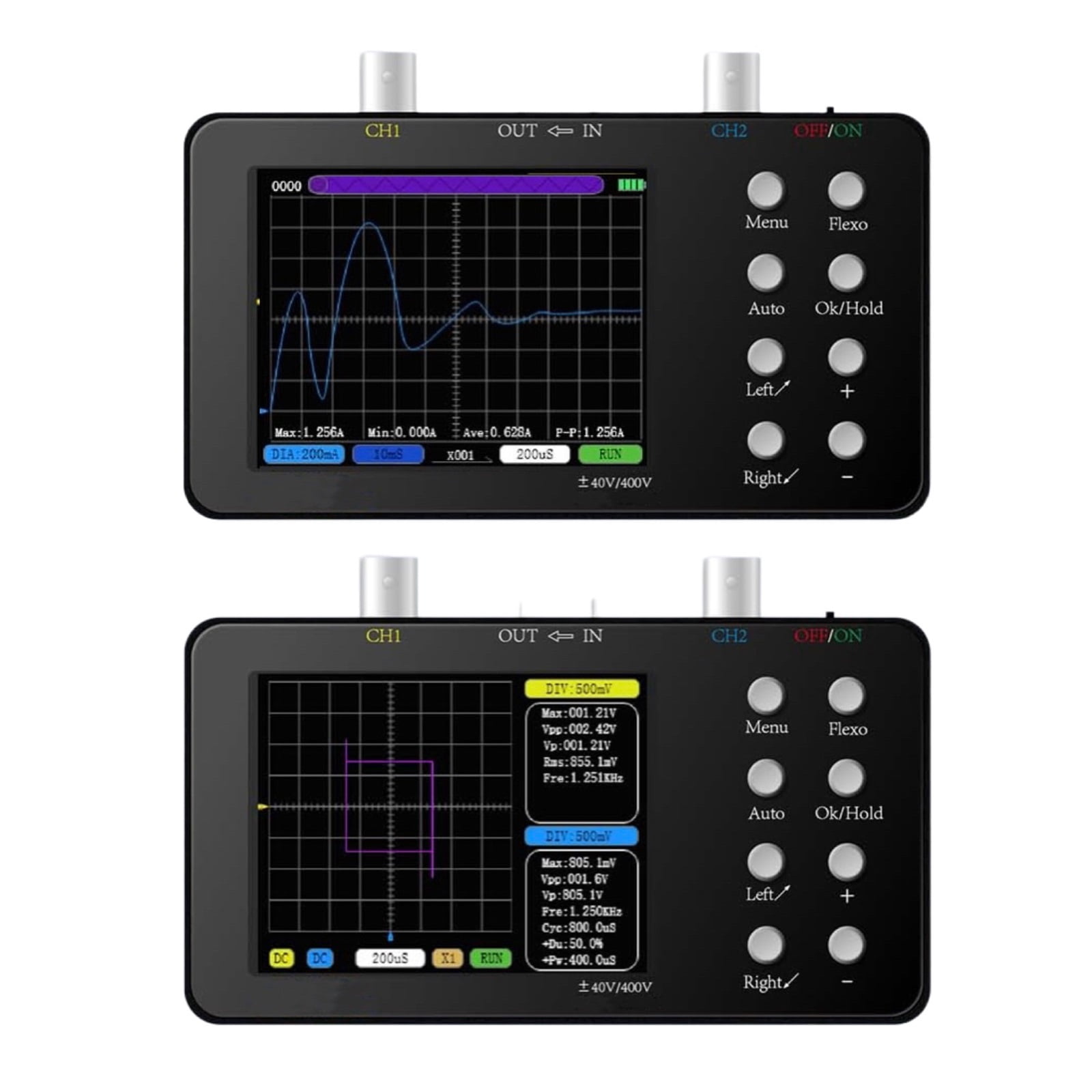 2 Channels Digital Oscilloscope 50M Sampling Rate 10Mhz Analogue Bandwidth Lissajous Patterns 6A Current Waveform Measurement ,Professional Designed